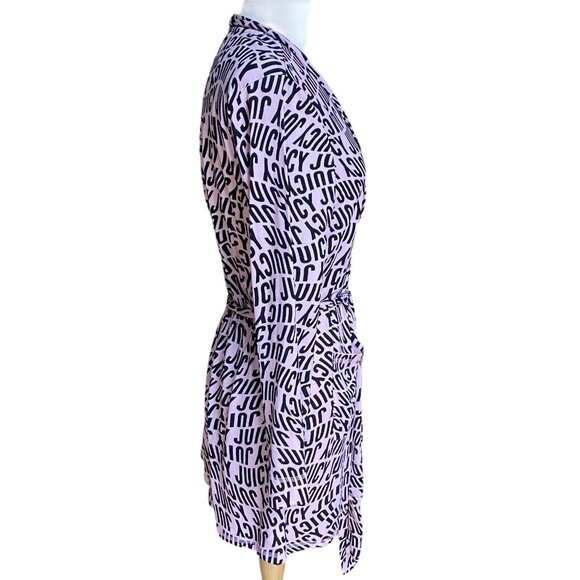 Juicy Couture Spell-Out Bathrobe-XL- Luxe Short Tie Jersey Knit Pink Spa Y2K 90s - Picture 6 of 12
